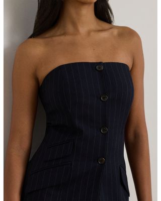 Pinstripe Wool Blend Twill Bustier
