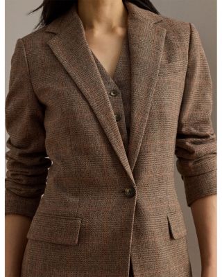 Glen Plaid Cotton Blend Blazer