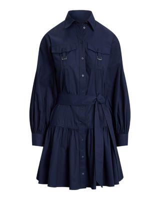 Buckle Trim Cotton Blend Dress
