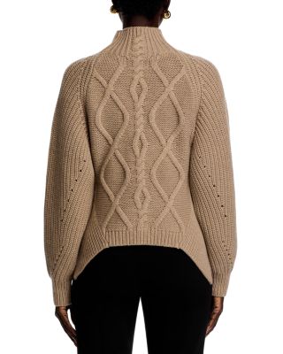 Fibona Wool & Cashmere Turtleneck Cable Knit Sweater
