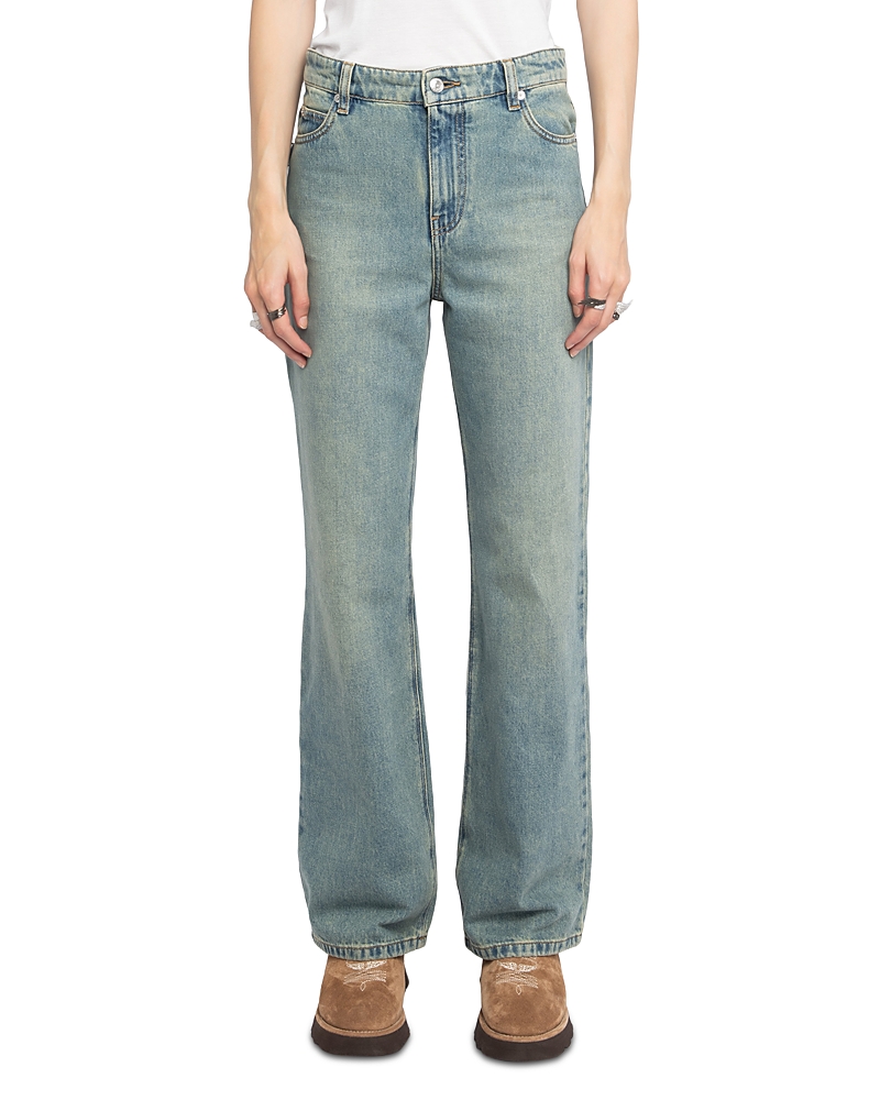 Zadig & Voltaire Evy Low Rise Bootcut Jeans In Light Blue