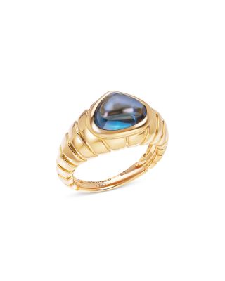 Blue Topaz Cabochon Ring in 18K Yellow Gold
