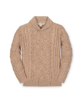  Organic Long Sleeve Shawl Collar Cable Sweater - Big Kid