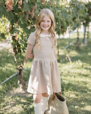  Girls&#39; Short Sleeve Quilted Dress with Eyelet Collar - Little Kid, Big Kid