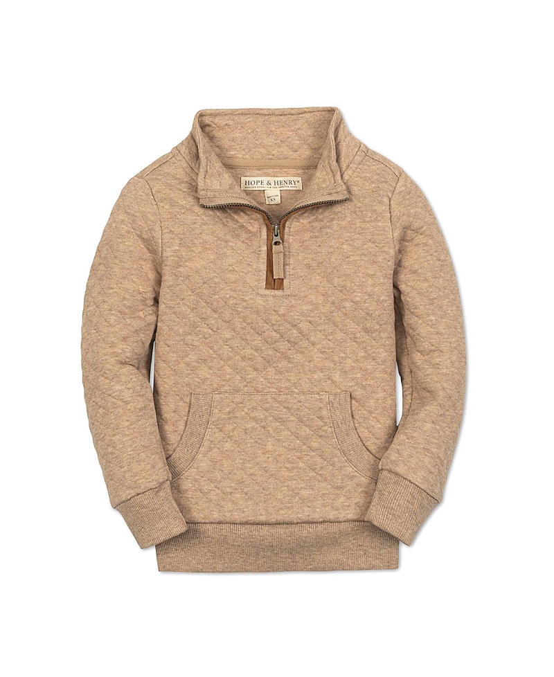 Hope & Henry Kids' Long Sleeve Quilted Kanga Half Zip Pullover In Brown