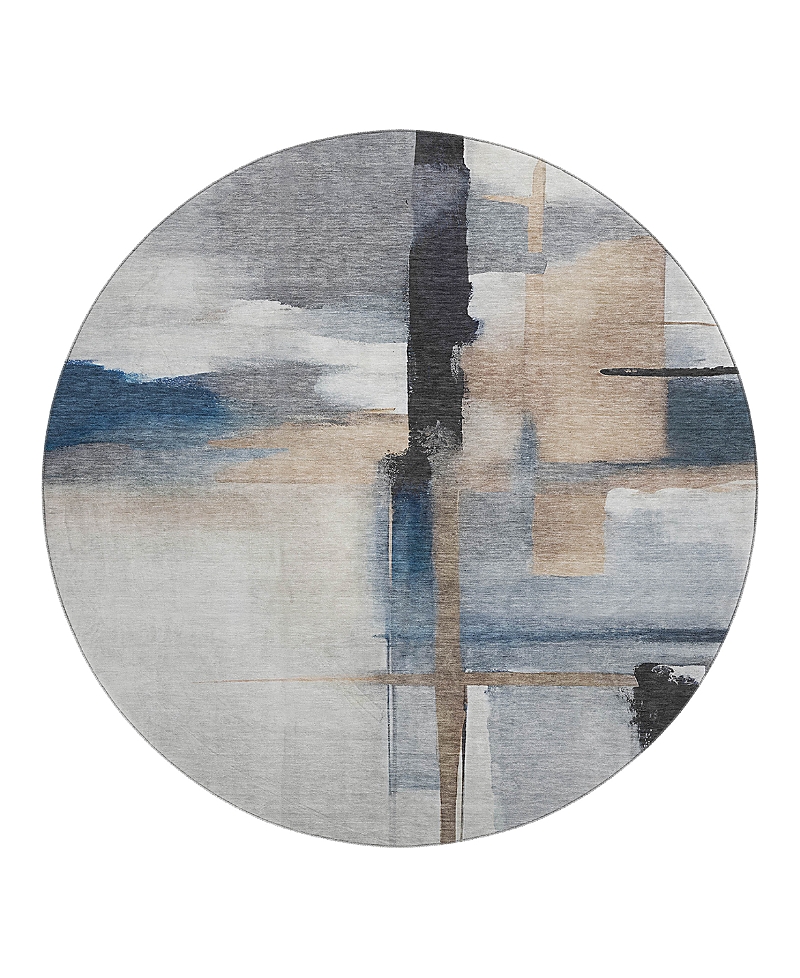 Dalyn Rug Company Dalyn Ravenna Washable Rn9 Round Area Rug, 8' X 8' In Blue