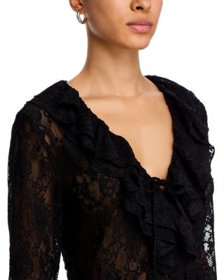 Elvie Ruffle Front Lace Top