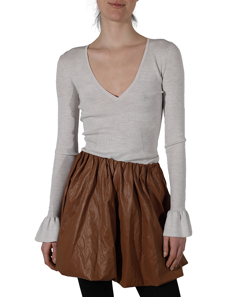 Saint Art Watson Wool Ruffle Knit Sweater In Gray
