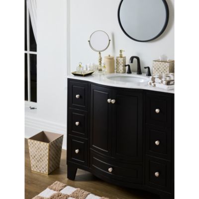 Mocha Check Glass Waste Bin