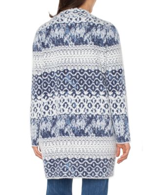 Open Front Mixed Print Cardigan