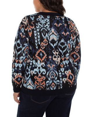 Jacquard Drop Shoulder Crewneck Sweater