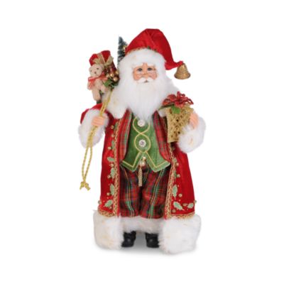 Lighted Traditional Tartan Santa Figurine