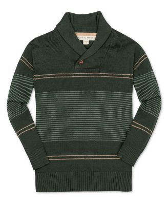 Boys' Organic Long Sleeve Striped Shawl Collar Sweater - Baby, Little Kid, Big Kid