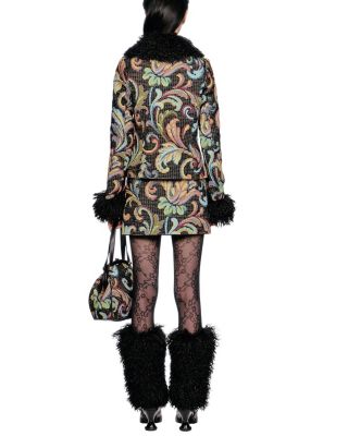 Tapestry Faux Fur Jacket