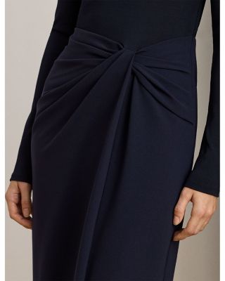 Rib Knit & Crepe Off The Shoulder Gown