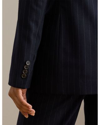 Double Breasted Pinstripe Twill Blazer
