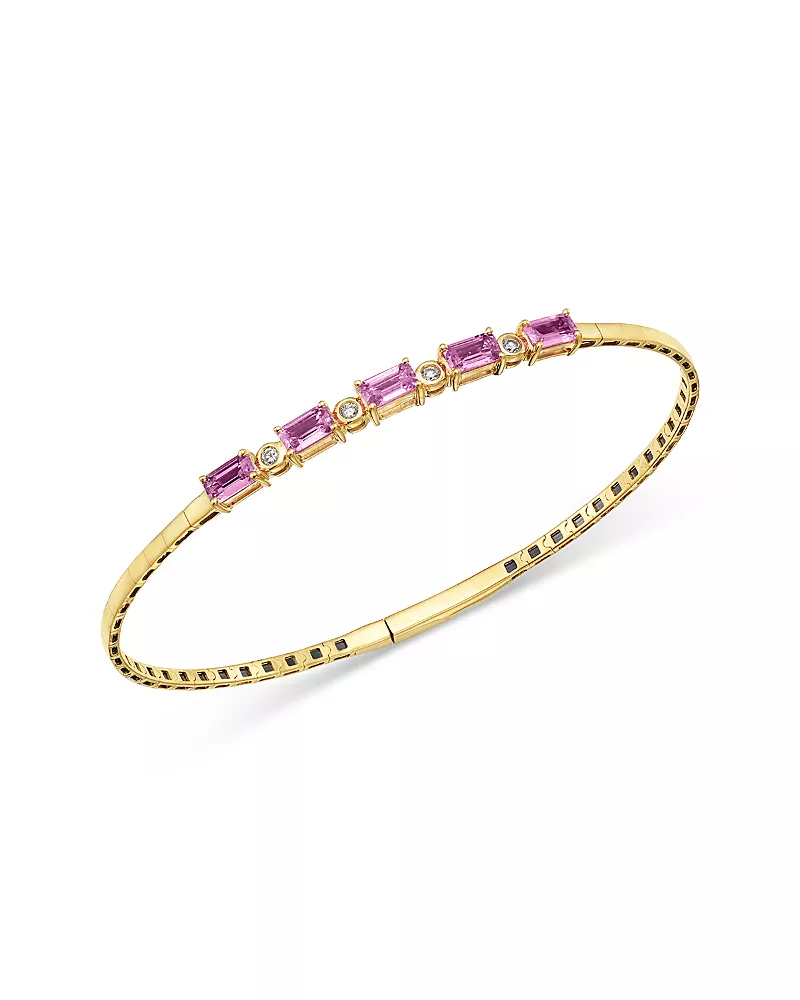 Bloomingdale's Fine Collection Pink Sapphire & Diamond Bracelet in 14K Yellow Gold