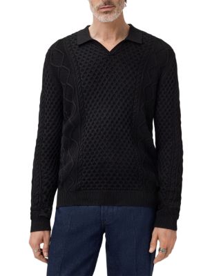 Haynes Open Collar Cable Polo Sweater