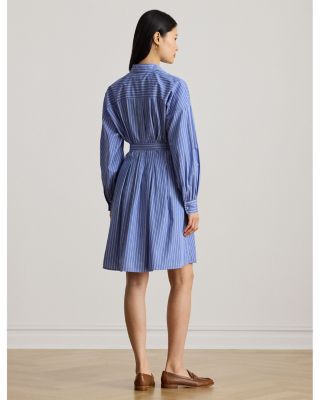 Striped Belted Broadcloth Shirtdress