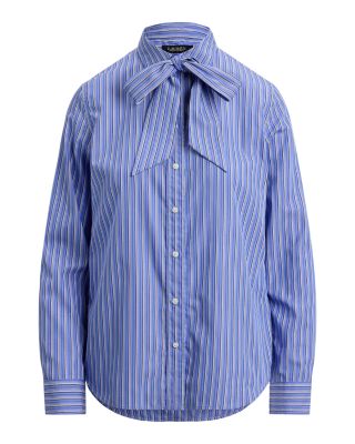 Classic Fit Striped Tie Neck Shirt