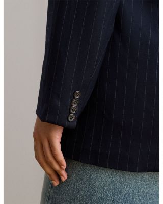 Plus Double Breasted Pinstripe Twill Blazer