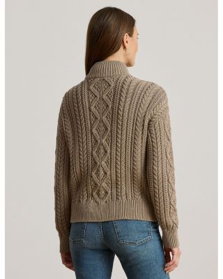 Aran-Knit Cotton Quarter-Zip Pullover