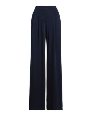 Pleated Stretch Jersey Wide-Leg Pant
