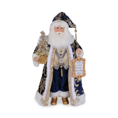 Light Up Midnight Blue Santa Figurine