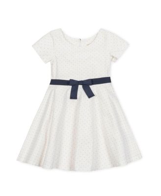  Girls' Organic Short Sleeve Lightweight Knit Skater Dress - Little Kid, Big Kid