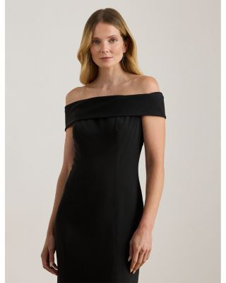 Crepe Off The Shoulder Gown