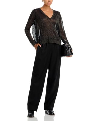 Metallic V Neck Pullover Sweater