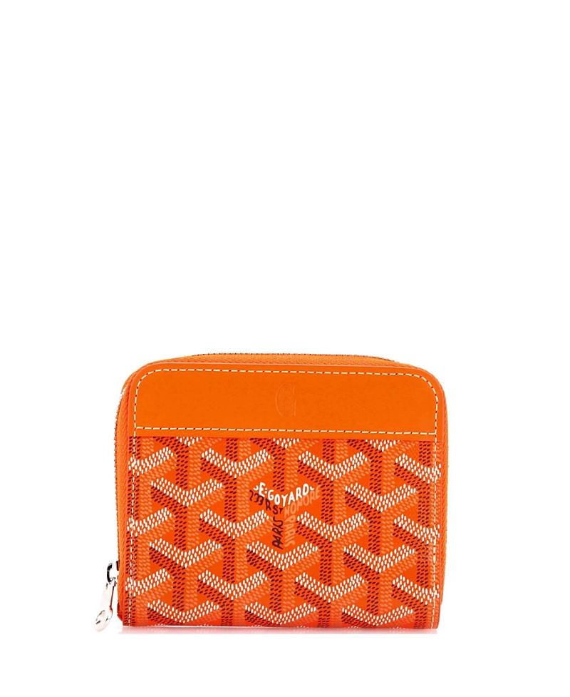 Pre-owned Pre-owned Goyard Goyard Pm Matignon Zip Wallet Coated Canvas With Leather In Orange
