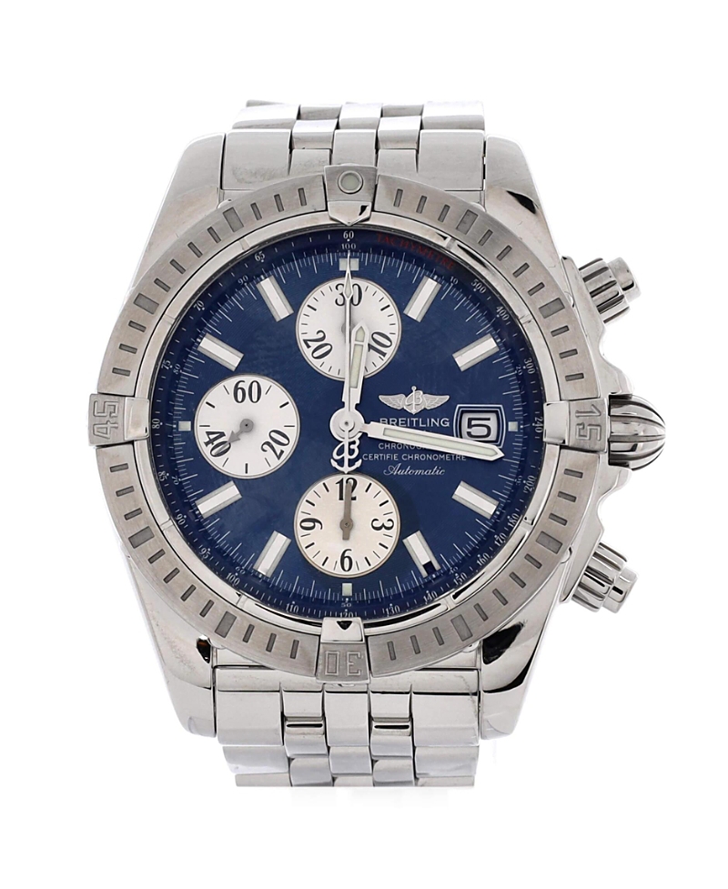 Pre-owned Pre-owned Breitling Breitling Chronomat Evolution Chronometer Chronograph Automatic Watch In Stainless Steel 4 In Blue