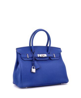 Birkin 30 Handbag Blue Togo with Palladium Hardware