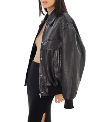 Trevanna Leather Bomber Jacket