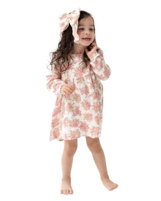 Girls' Bouquets Ruffled Long Sleeved Dress & Ribbed Leggings - Baby