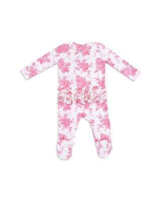 Girls' Roses 2 Way Zipper Ruffled Back Footie - Baby