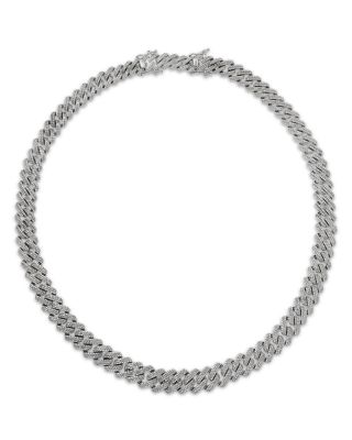 Luxe Collection Diamond Cuban Link Tennis Necklace in 14K White Gold, 5.0 tcw