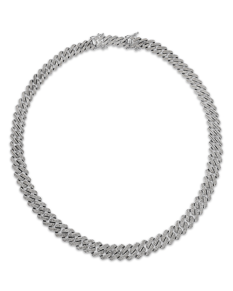 Bloomingdale's Fine Collection Luxe Collection Diamond Cuban Link Tennis Necklace In 14k White Gold, 5.0 Tcw In Yellow