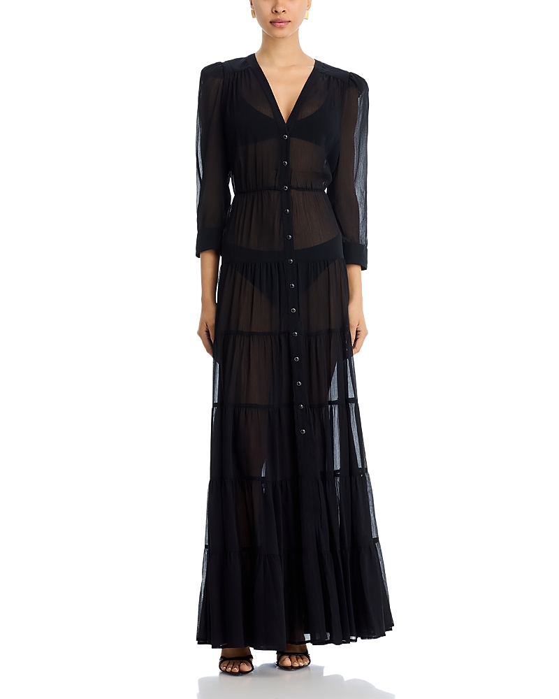 L'agence Seraphina Tiered Maxi Dress In Black