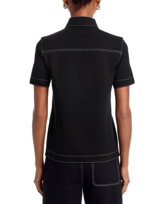 Irina Contrast Stitch Polo Top 