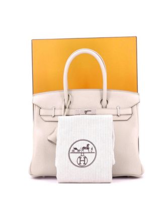 Birkin 30 Handbag Light Clemence with Palladium Hardware