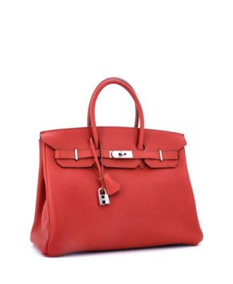 Birkin 35 Handbag Red Togo with Palladium Hardware