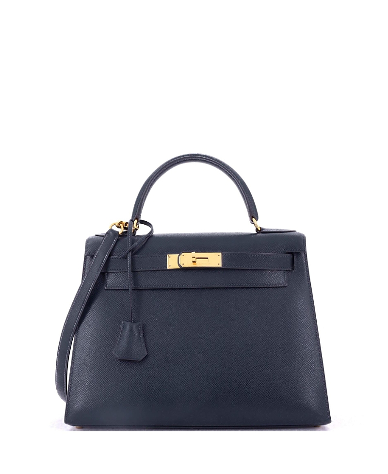 Pre-owned Pre-owned Hermes Hermes Kelly 28 Handbag Blue Courchevel With Gold Hardware