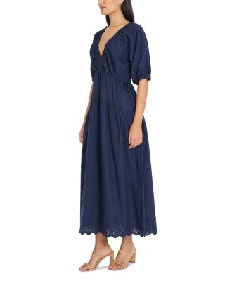 V Neck Puff Sleeve Dress