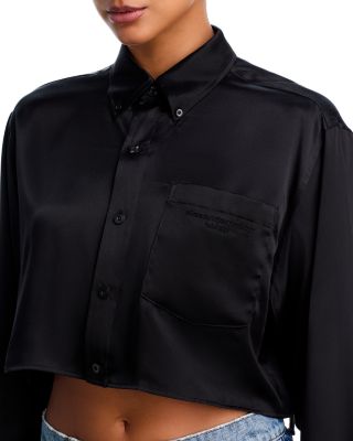 Silk Cropped Boyfriend Shirt