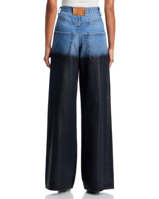 Surge High Rise Wide Leg Jeans With Partial Coating in Vintage Marbled Blue