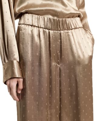 Satin Eyelet Wide Leg Pants