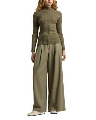 Mock Neck Rib Knitted Sweater