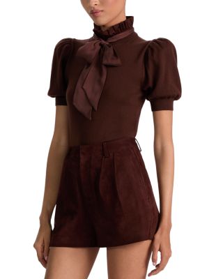 Chase Puff Sleeve Ruffle Neck Sweater